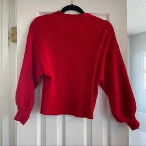 Red Chic Lantern Sleeve Sweater Line + Dot Size XS